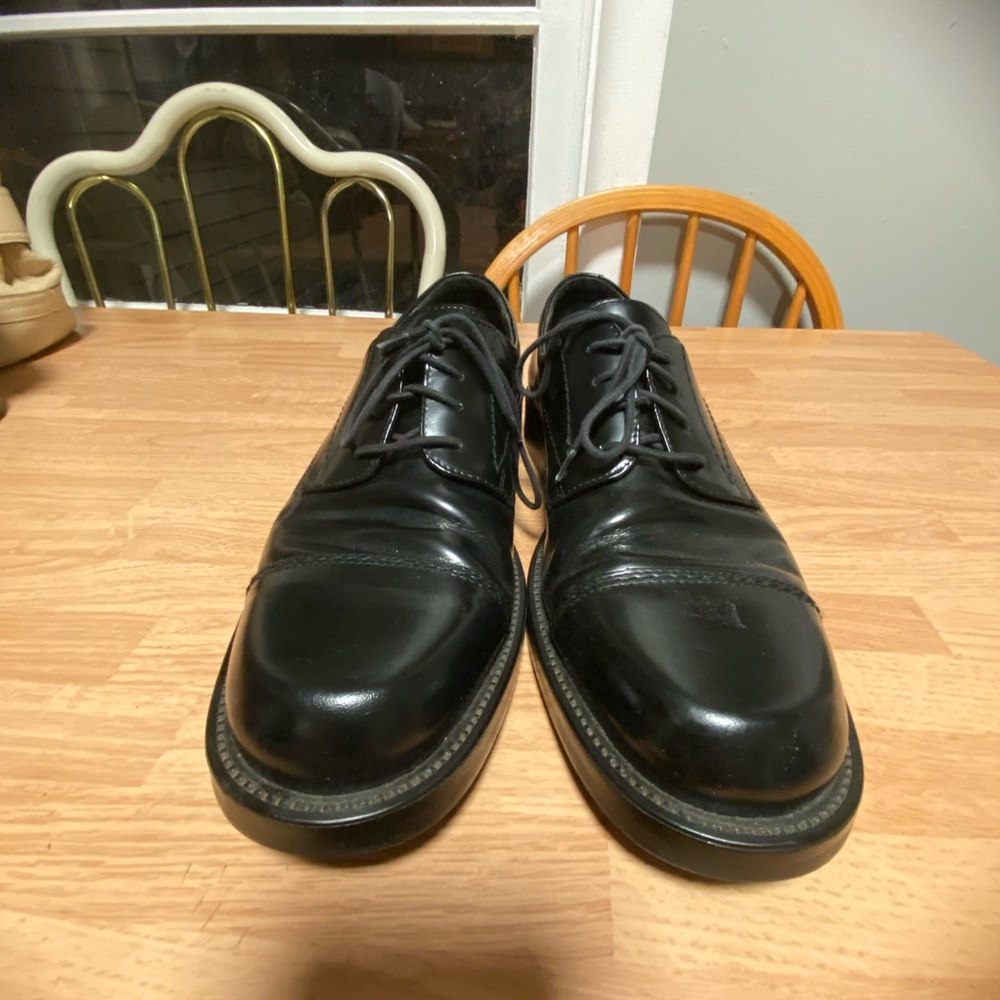 Bostonian Black Leather Cap-Toe Derby Oxfords